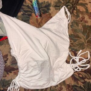 Ivory Ruched Tie-Side Crop Top